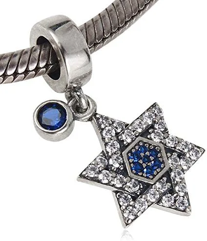 Vista 3 de Colgante de plata de ley 925 con diseño de estrella de David con circonita cúbica brillante