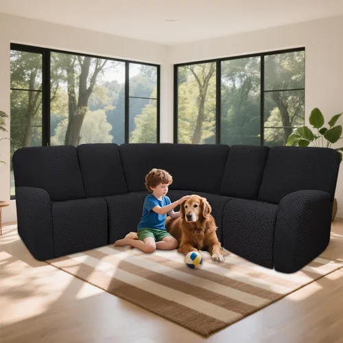 Vista 2 de Fundas de sofá reclinable seccional 100% impermeables para sofá reclinable en forma de L, funda de sofá modular de esquina en forma de L, fundas