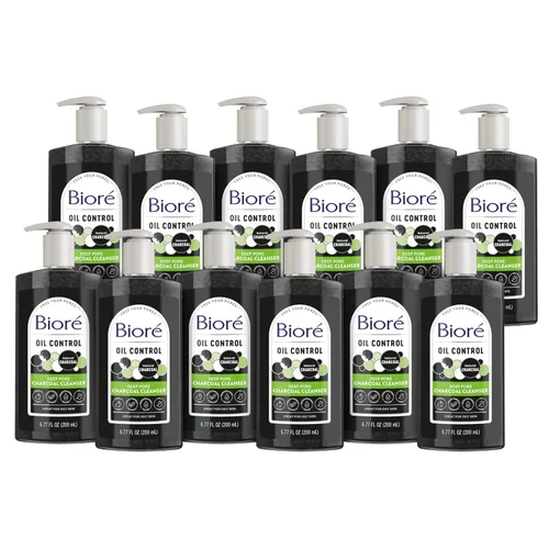 Vista 13 de Biore Deep Pore Charcoal Face Wash, limpiador facial diario para eliminación de suciedad y maquillaje, para piel grasa, 6.77 onzas, paquete de 3