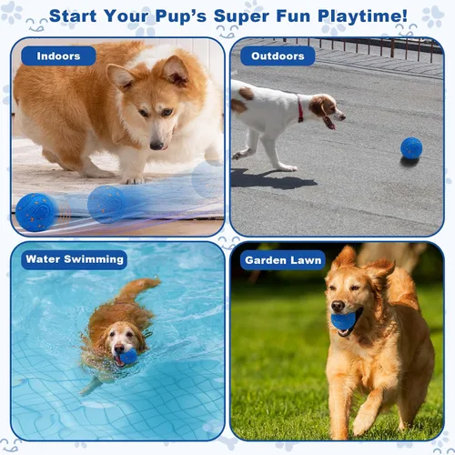 Vista 6 de Magicorange Juguetes interactivos para perros, juguetes automáticos de bolas rodantes para perros, bolas de tenis con efecto rodante para cachorros