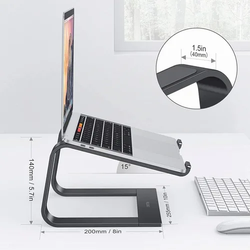 Vista 2 de OMOTON Soporte para Laptop, Soporte Desmontable para Laptop, Soporte de Aluminio para Laptop para Escritorio, Compatible con MacBook Air/Pro, Dell