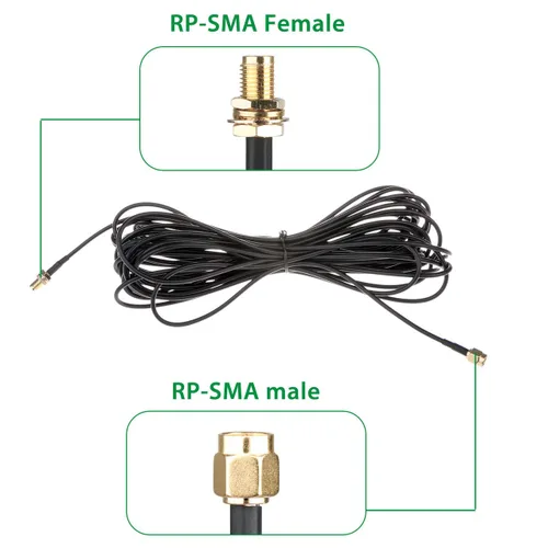 Vista 4 de traderplus Paquete de 3 cables de extensión RP-SMA macho a hembra de 10 pies Router WiFi Extensor de antena
