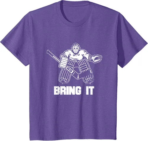 Vista 37 de Divertida camiseta gráfica de ropa de portero de hockey sobre hielo, Negro, S
