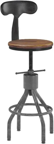 Vista 4 de Juego de 2 taburetes de bar vintage, silla giratoria industrial para cocina, comedor, altura de 23-33 pulgadas, con respaldo Plateado