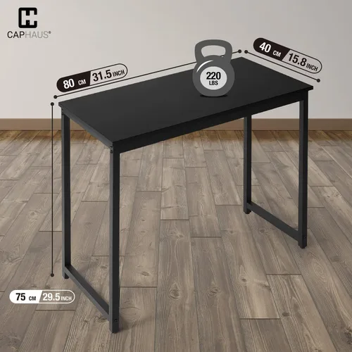 Vista 3 de CAPHAUS Escritorio moderno para computadora de 32 pulgadas para oficina en casa, juegos y espacios pequeños, fácil montaje, tablero de partículas