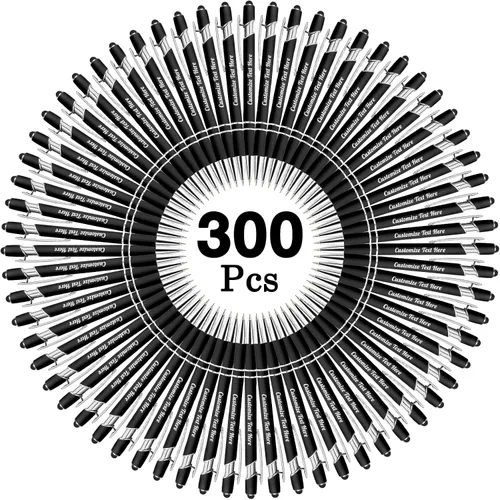 Vista 110 de Hasta 500 bolígrafos personalizados a granel con logotipo de mensaje de nombre comercial, bolígrafos grabados personalizados con lápiz óptico