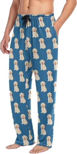 Vista 4 de Ollabaky Pantalones de pijama para hombre, pantalones de descanso con bolsillos, Multi