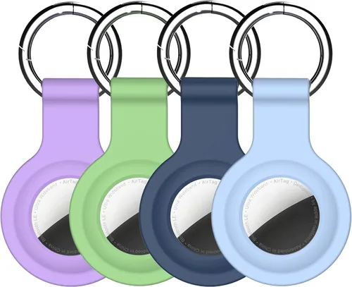 Vista 13 de Paquete de 4 fundas impermeables AirTag con llavero, protector de silicona a prueba de golpes para Apple AirTag de 2ª generación (2026) y 1ª 2 Azul