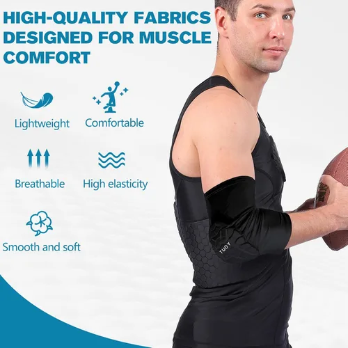 Vista 2 de Coderas acolchadas de compresión para brazos, almohadillas de protección para codos para baloncesto, fútbol, béisbol, voleibol