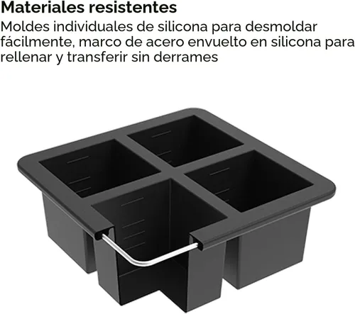 Vista 3 de W&P Cup Cubes - Bandeja de silicona para congelador con tapa, azul, hace 4 porciones perfectas de 1 taza, congela y almacena sopa, caldo, salsa