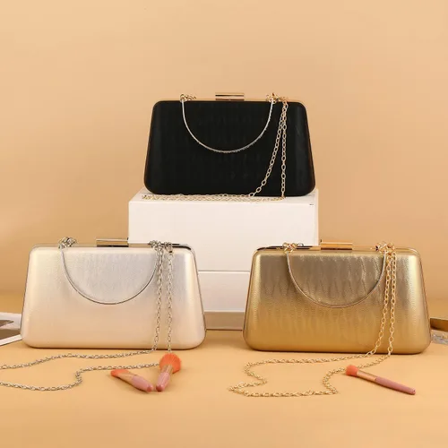 Vista 4 de ZHANNI Elegante caja de embrague de noche para mujer, con marco de metal, bolso de noche, bolso de mano, boda, graduación, fiesta, novia, embrague