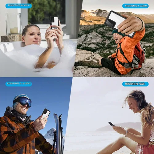 Vista 8 de Lanhiem Funda para Samsung Galaxy S20 FE, IP68 impermeable a prueba de polvo con protector de pantalla integrado, funda protectora de cuerpo Negro