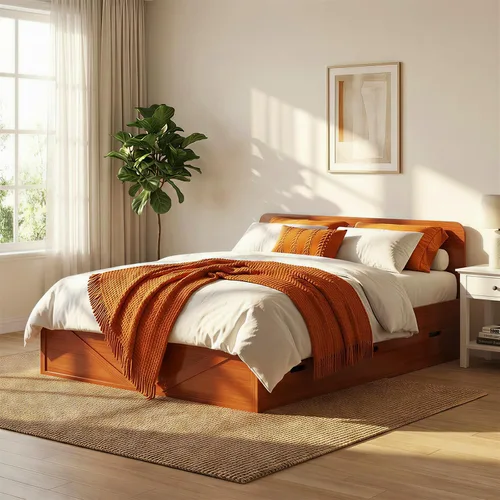 Vista 2 de ijuicy Cama Matrimonial Murphy 4 en 1 con colchón incluido y cajones extragrandes, cama multifuncional que se convierte en sofá para espacios