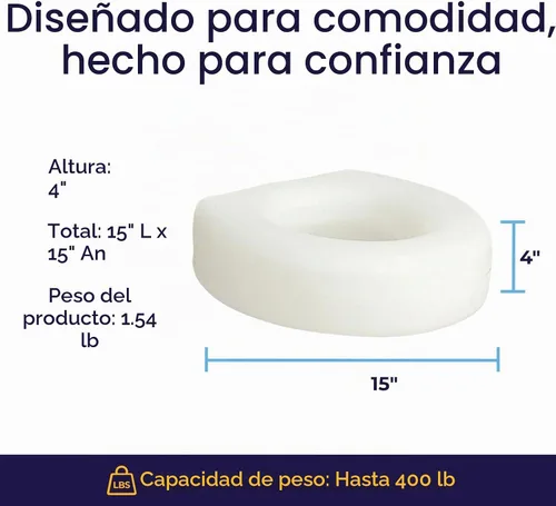 Vista 7 de AquaSense Elevador de asiento de inodoro portátil de 4 pulgadas, asiento