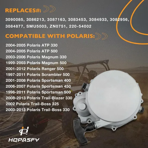 Vista 2 de Estuche de arranque de retroceso 3090085 y arrancador SMU5003, compatible con Polaris Sportsman 500/400/450, Magnum 500/330, Scrambler 500, ATP