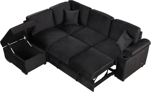 Vista 17 de LUMISOL Sofá cama convertible 3 en 1 de 55.9 pulgadas con puertos USB, portavasos, soporte giratorio y bolsillos de almacenamiento, sofá cama Gris