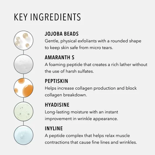 Vista 5 de HydroPeptide Limpiador exfoliante, renovación energizante. Exfoliación suave y lavado facial con péptidos que promueven el colágeno, 6.76 onzas