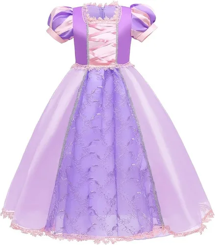 Vista 35 de Disfraz de princesa Sofía Rapunzel para niñas, disfraz de Halloween, Navidad, cumpleaños, fiesta con accesorios