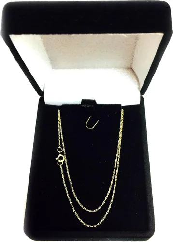 Vista 4 de Jewelry Affairs Collar de cadena de cuerda de oro amarillo de 10 quilates, 0.024 in
