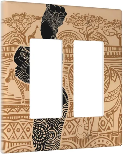Vista 75 de Decorative Outlet Covers African Woman Zebra Elephants Black Girl 1 Gang Duplex Light Switch Cover Plate Unique Wall Plates for Electrical Outlets