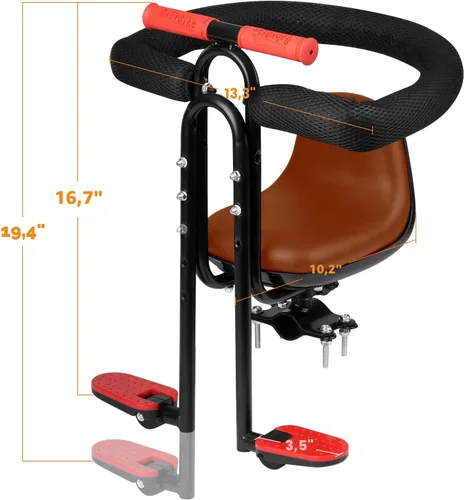Vista 6 de Kid's Bike seat Front Child Carrier Bike Chair for Bicycle Kids seat for Children 2~4 Years,Weight 55 lbs