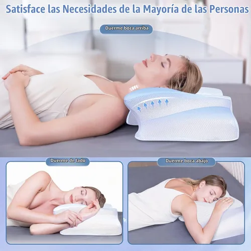 Vista 6 de SAHEYER Almohada cervical para el cuello, almohada de espuma viscoelástica para aliviar el dolor de cuello y ronquidos, almohada ergonómica
