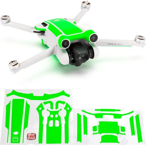 Vista 17 de WRAPGRADE Pegatinas de piel compatibles con DJI Mini 3 Pro Color de acento (verde militar)