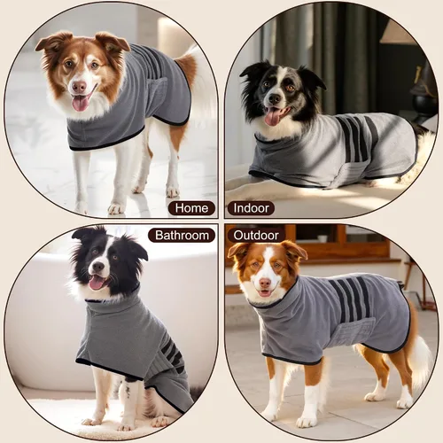 Vista 6 de Bata de Baño de Microfibra para Perro Toalla Envolvente para Perro Abrigo de Secado Súper Absorbente Bata de Baño para Cachorro, Perros Medianos