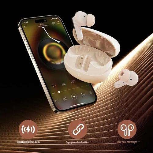 Vista 4 de Auriculares inalámbricos Bluetooth con control táctil, auriculares inalámbricos Bluetooth 5.4, auriculares inalámbricos 4-6H tiempo de reproducción