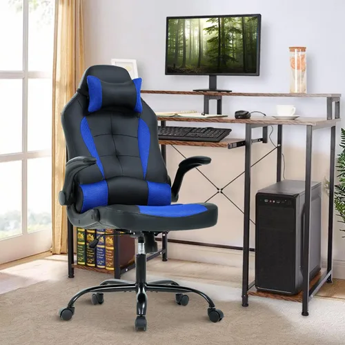 Vista 7 de Silla de oficina para videojuegos, silla de computadora con soporte lumbar y reposacabezas, silla de escritorio ejecutiva ergonómica ajustable
