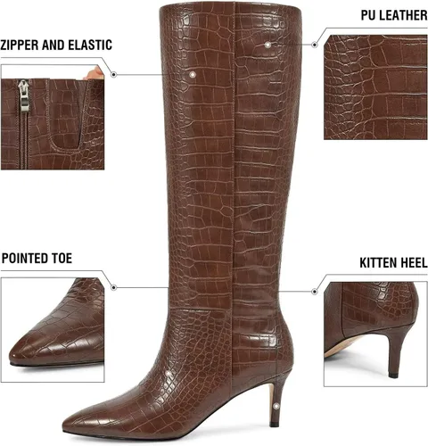 Vista 40 de wetkiss Botas altas hasta la rodilla para mujer, con tacón de gatito y diseño de punta puntiaguda, clásicas y sexys