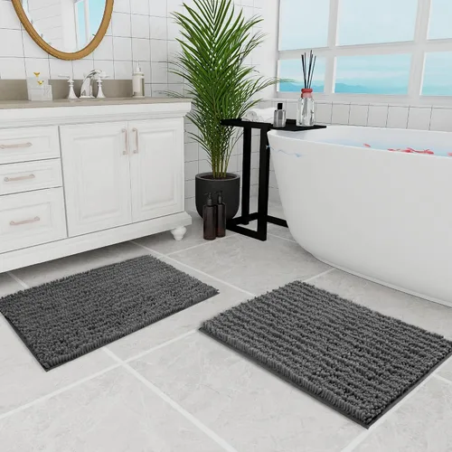 Vista 53 de Walensee Alfombra de baño antideslizante (32x20, azul oscuro) absorbente de agua, súper suave, felpilla peluda, lavable a máquina, se seca