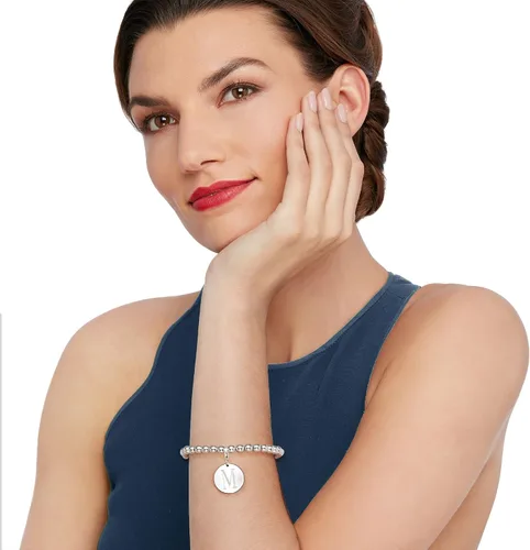 Vista 2 de Ross-Simons Pulsera italiana de plata de ley de 0236in con dije de disco personalizado Plata de ley no conocido