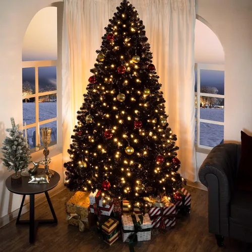 Vista 8 de Naomi Home Dakota - Árbol de Navidad negro preiluminado de 9 pies