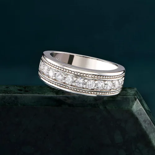 Vista 3 de SweetJew Anillo de boda para hombre, plata de ley 925, anillo de boda para él, 1 quilates, 11, redondo, 5A, circonita cúbica, anillos de promesa