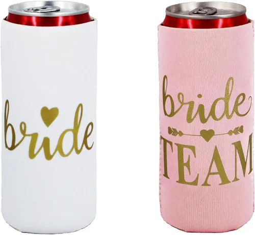 Vista 3 de LADY&HOME Bachelorette Slim - Enfriadores de latas para dama de honor, juego de 10 enfriadores de latas para novia y novia del equipo para despedida