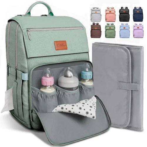 Vista 27 de PILLANI - Mochila grande para llevar pañales de bebé, para viajar, cambiador incluido, producto esencial para recién nacidos, artículos para mamá