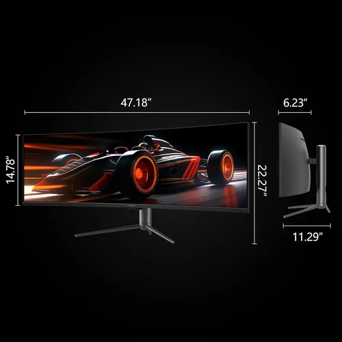 Vista 7 de INNOCN Monitor curvo de 49 pulgadas para juegos ultra ancho 5K2K 120Hz 32:9 QHD 5120 x 1440P, R1800, 99% sRGB, HDR400, USB tipo C, DisplayPort