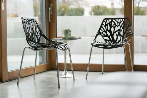 Vista 10 de Sillas de comedor de plástico acrílico de abedul (juego de 4 unidades), Plástico, metal, Negro