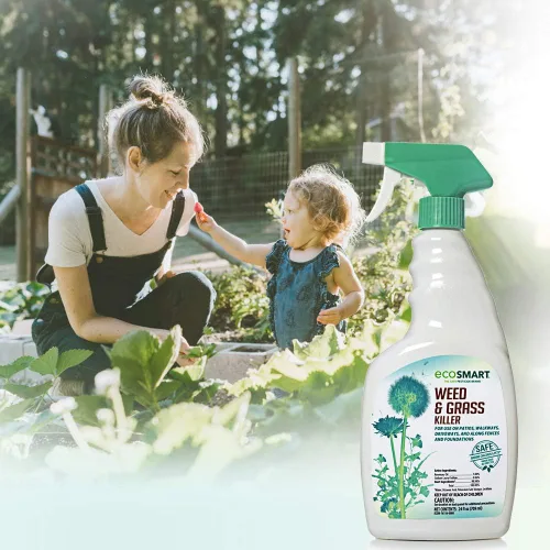 Vista 2 de EcoSmart Fórmula en aerosol natural sin glifosato lista para usar para césped, patios, entradas y adoquines, botella de 24 onzas