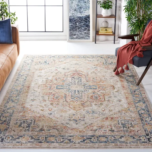 Vista 12 de SAFAVIEH Silverado Collection - Alfombra para pasillo, 2 x 8 pies, azul y óxido, diseño vintage envejecido, no desprende pelusa y de fácil cuidado