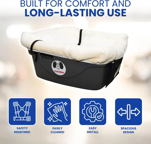 Vista 8 de FIDORIDO Asiento de automóvil para perro, asiento de auto con funda, arnés y correas, base de plástico duradero, cómodos cojines, fácil de instalar