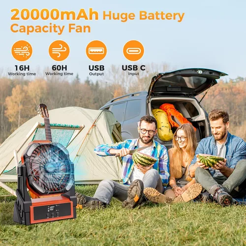 Vista 5 de Ventilador de camping recargable CosyHack, ventilador a batería con luces, ventiladores de playa al aire libre para tienda de campaña, 4