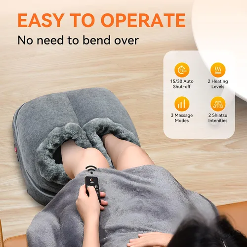 Vista 3 de Snailax Shiatsu - Masajeador de pies con calor, máquina eléctrica de masaje de pies para neuropatía, fascitis plantar, calentadores de pies