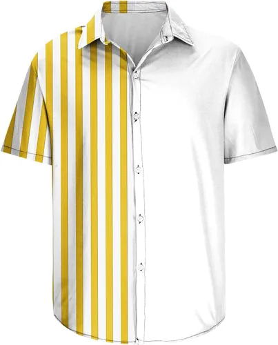 Vista 5 de Muscularfit 4xlt - Camisas para hombre grandes y altas, estilo casual, para campamento cubano, guayabera, de verano, manga corta, cuello de solapa