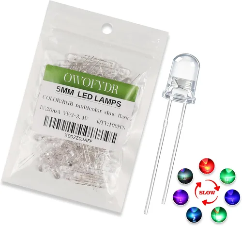 Vista 42 de 100 diodos LED RGB de 0.118 in, cátodo común, orificio pasante