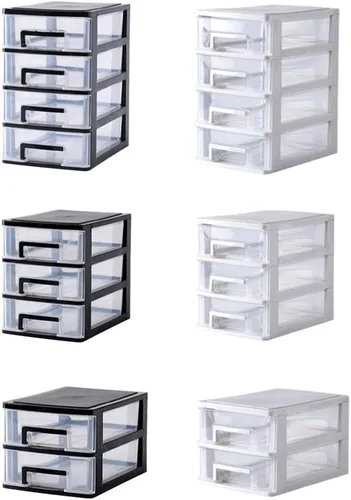 Vista 7 de STOBOK Cajón de almacenamiento de plástico, cajones de plástico de 4 capas, caja de almacenamiento de escritorio multifuncional, contenedores