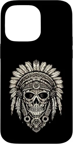 Vista 21 de iPhone 16 Skull, sombrero jefe nativo, capó de guerra, indios, caso del tocado
