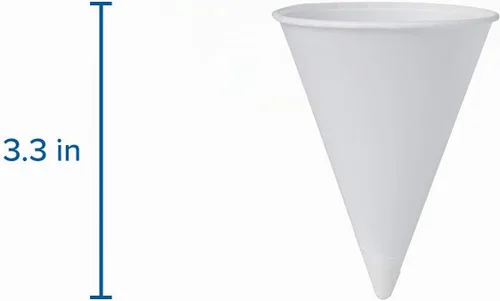 Vista 3 de Cono de papel ecológico SOLO 4R-2050, borde redondeado, 4 onzas Capacidad de 2.7" x 3.3", color blanco, 4 onza, 5000