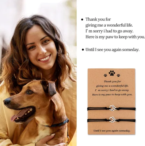 Vista 3 de PLwelth Pulseras de perro de cachorro para mujeres y hombres, regalos conmemorativos para amantes de las mascotas, regalos de amistad para ella, sus